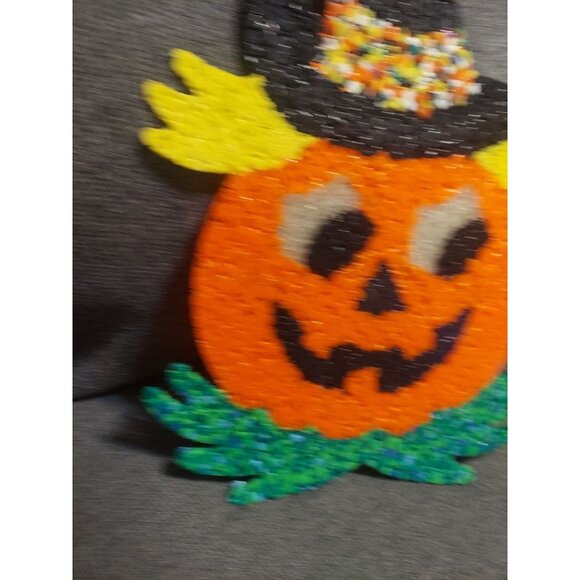 VINTAGE Halloween Jack-O-Lantern Pumpkin melted plastic popcorn decoration - Picture 6 of 9